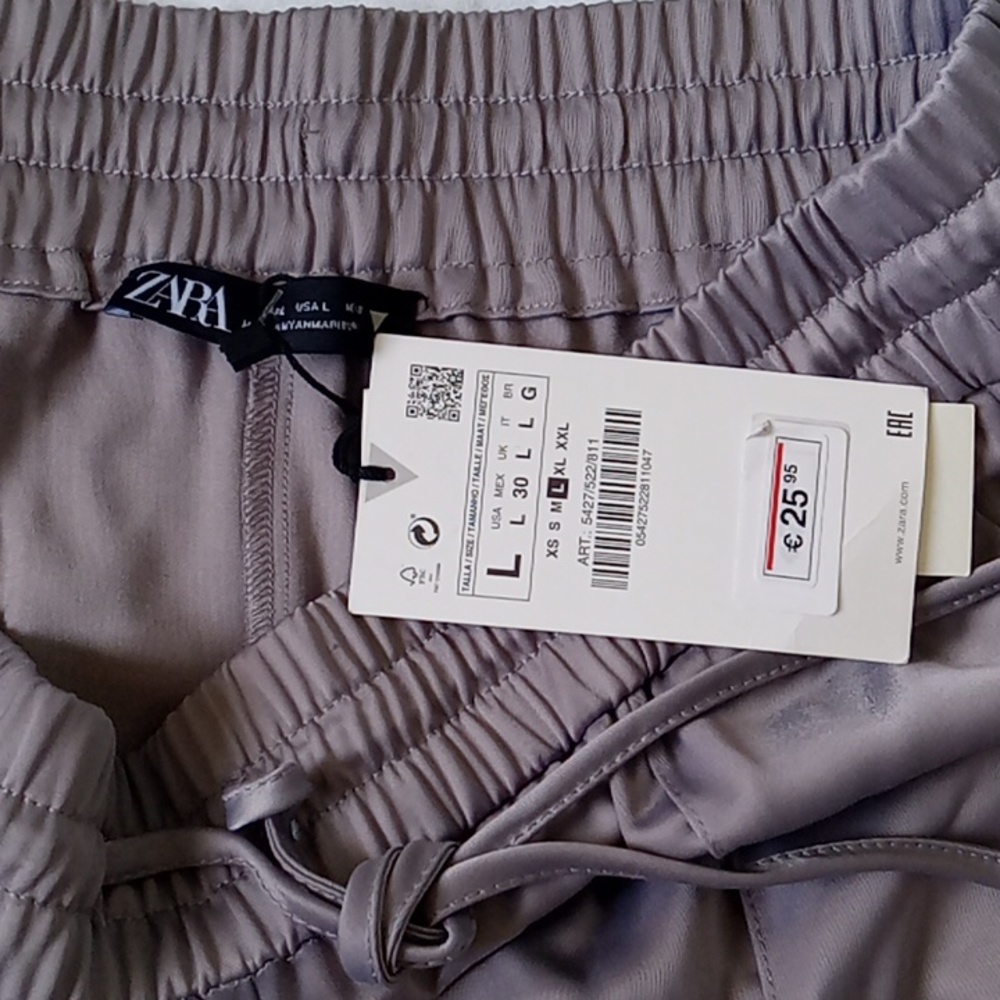 Zara Women's Wide Leg Bohemian Trousers Pants Gray Size L - Picture 4 of 9